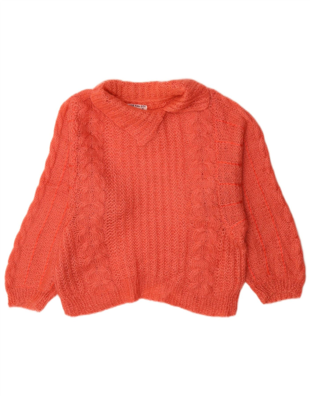 Vintage γυναικείο πουλόβερ με λαιμόκοψη UK 12 Medium Orange