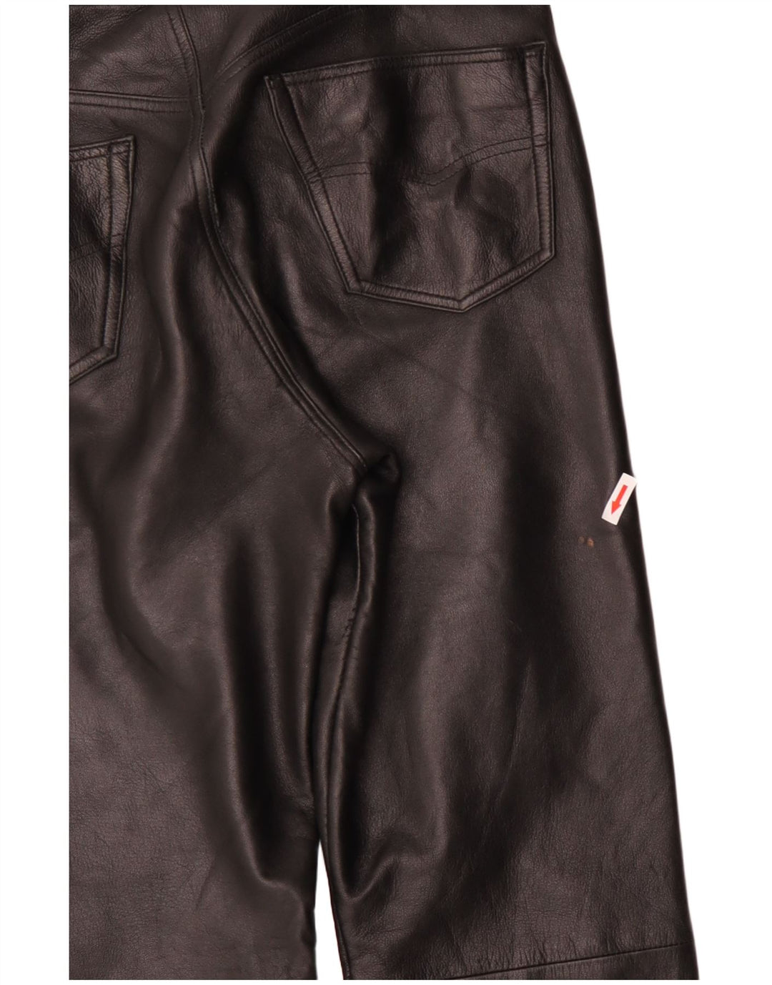 VINTAGE Ανδρικό ίσιο δερμάτινο cropped παντελόνι IT 48 Medium W34 L25 Μαύρο