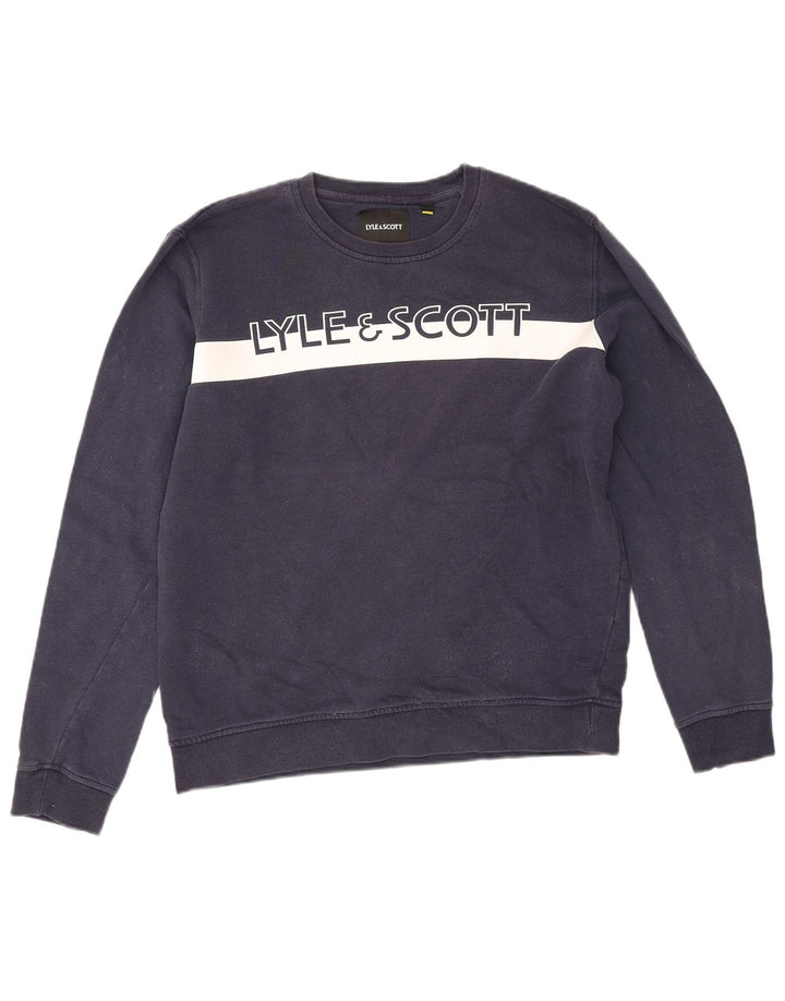 Lyle & Scott Ανδρικό γραφικό φούτερ Jumper Medium Navy Blue Colourblock