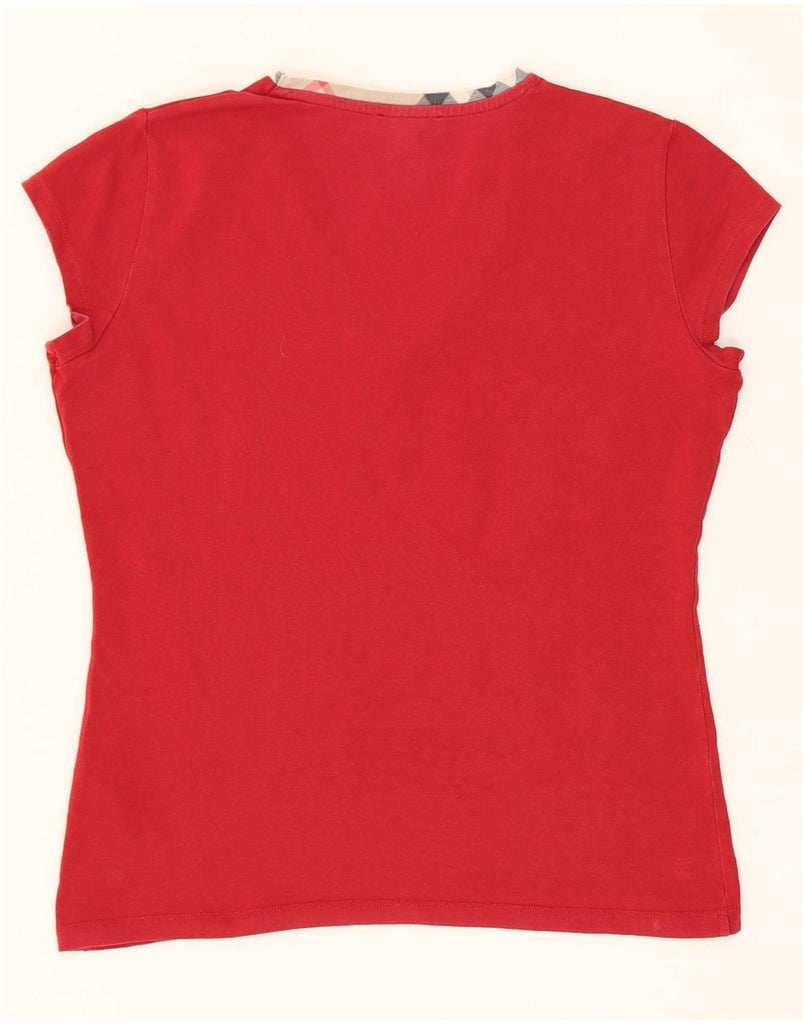 BURBERRY Womens Crop T-Shirt Top UK 16 Large Burgundy Cotton Vintage Burberry and Second-Hand Burberry from Messina Hembry 
