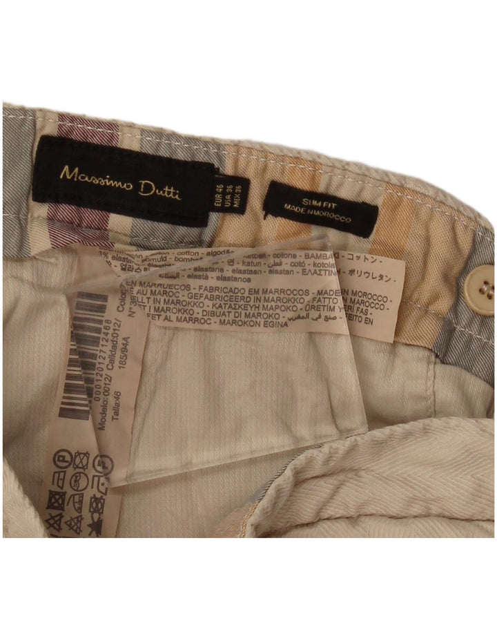 MASSIMO DUTTI Ανδρικό παντελόνι Chino με λεπτή εφαρμογή EU 46 XL W36 L33 Μπεζ βαμβακερό