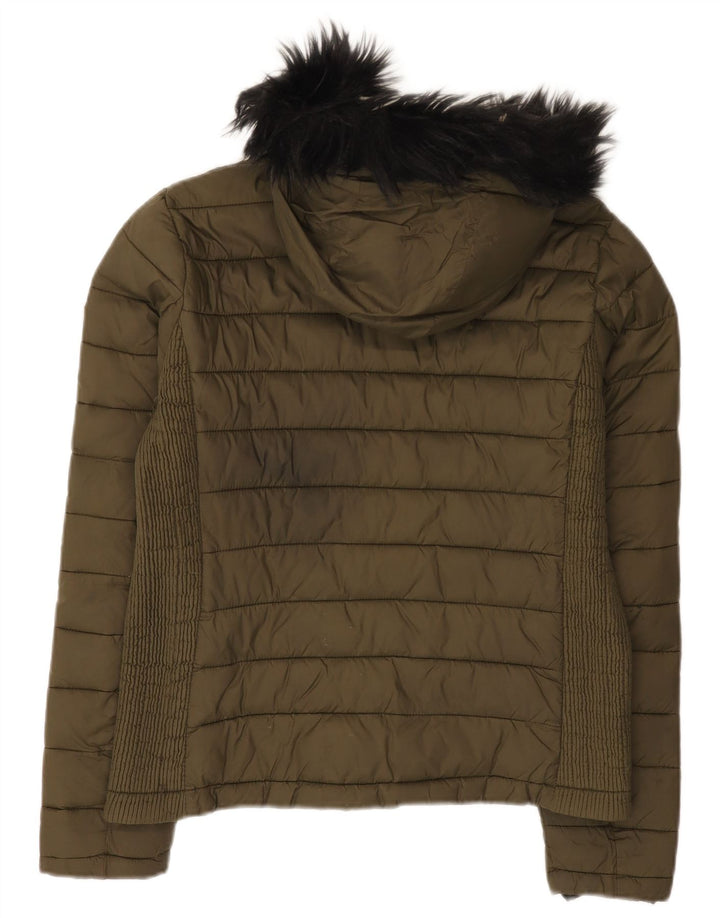 Superdry γυναικείο μπουφάν με κουκούλα με επένδυση UK 14 Medium Khaki Nylon