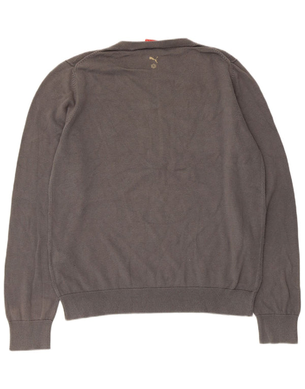 Ανδρικό πουλόβερ Puma με V λαιμόκοψη Μεγάλο Γκρι γεωμετρικό βαμβακερό