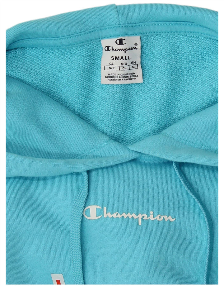 Champion Womens Crop Oversized Hoodie Jumper UK 10 Small Blue