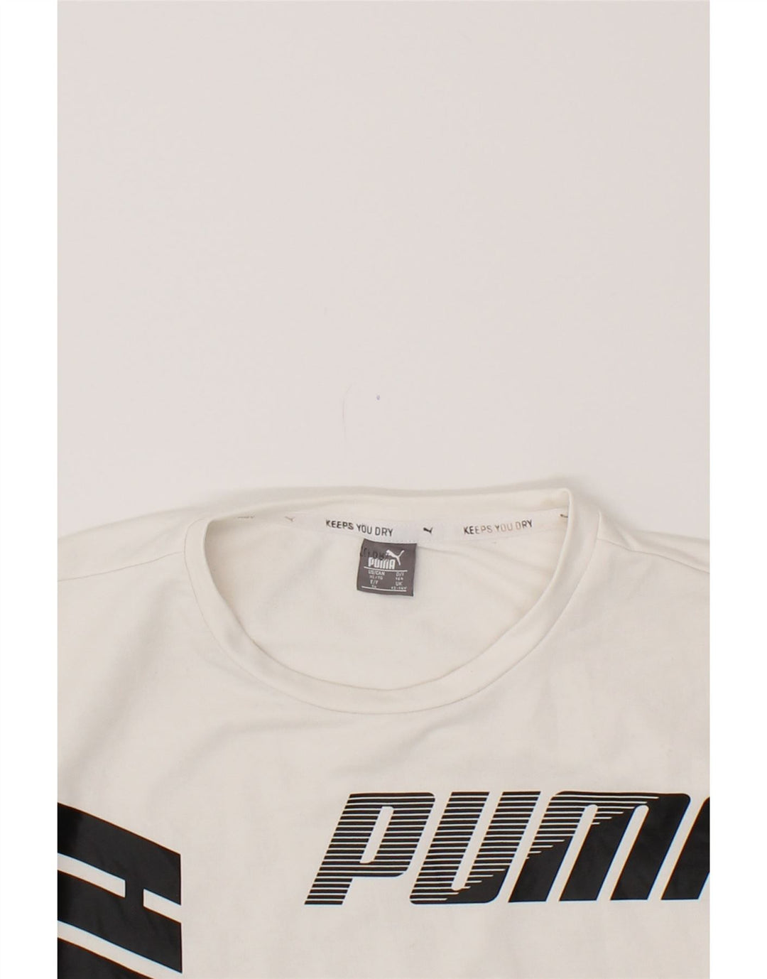 PUMA Girls Graphic Crop Sweatshirt Jumper 13-14 Years White Polyester Vintage Puma and Second-Hand Puma from Messina Hembry 