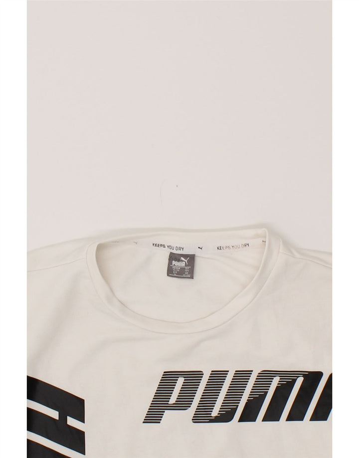 PUMA Girls Graphic Crop Sweatshirt Jumper 13-14 Years White Polyester Vintage Puma and Second-Hand Puma from Messina Hembry 
