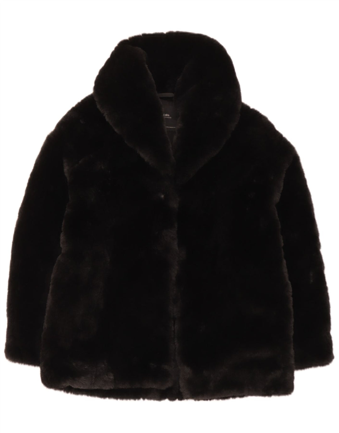Zara Γυναικείο Μπουφάν από Faux Fur UK 6 XS Μαύρο Πολυεστέρας