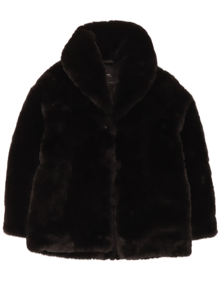 Zara Γυναικείο Μπουφάν από Faux Fur UK 6 XS Μαύρο Πολυεστέρας