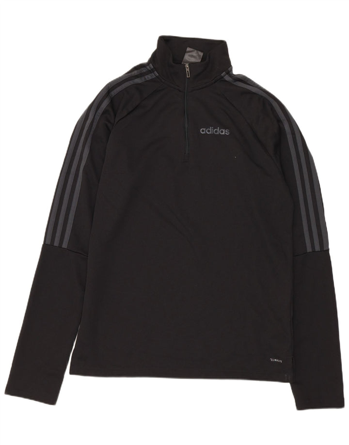 Ανδρική φόρμα αθλητικής φόρμας ADIDAS Climalite με φερμουάρ πουλόβερ τοπ Small Black