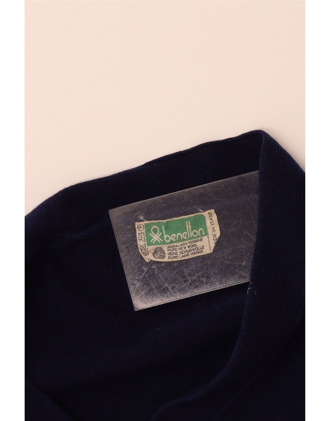 BENETTON Boys Cardigan πουλόβερ 13-14 ετών Μαλλί Navy Blue