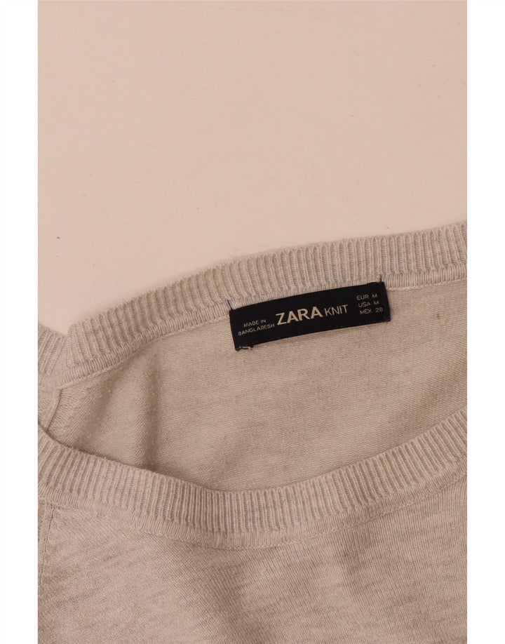 Zara Γυναικείο πουλόβερ με λαιμόκαυμα μεγάλου μεγέθους UK 14 Μεσαίο γκρι βισκόζη
