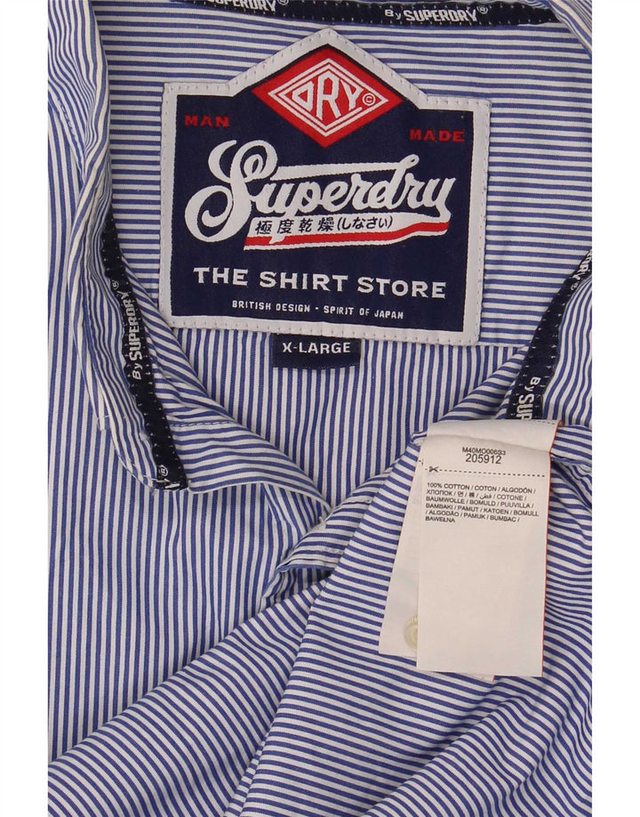 Ανδρικό πουκάμισο Superdry XL Μπλε βαμβακερό ριγέ