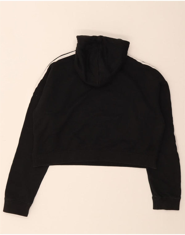 Adidas Γυναικείο Crop Oversized Hoodie Jumper UK 8 Small μαύρο βαμβακερό