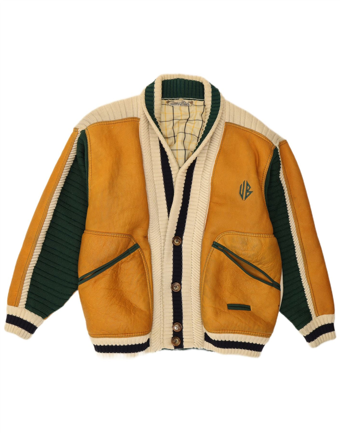 Ανδρικό μπουφάν Umberto Bilancioni UK 40 Large Yellow Colourblock Leather