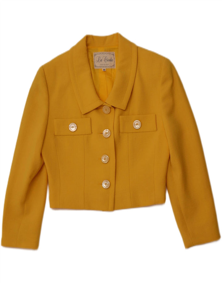 VINTAGE Γυναικείο Σετ Φούστας 2 τεμαχίων με 4 Κουμπιά IT 44 Medium W26 Κίτρινο μαλλί