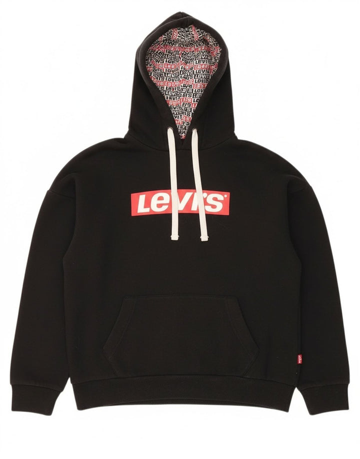 Levi's Boys Graphic Hoodie Jumper 11-12 Years Black Cotton