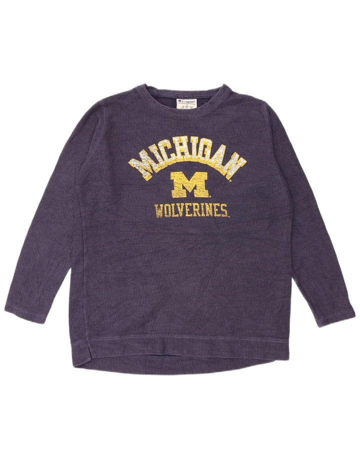 Champion Mens Michigan Wolverines Graphic Top μακρυμάνικο Small Navy Blue