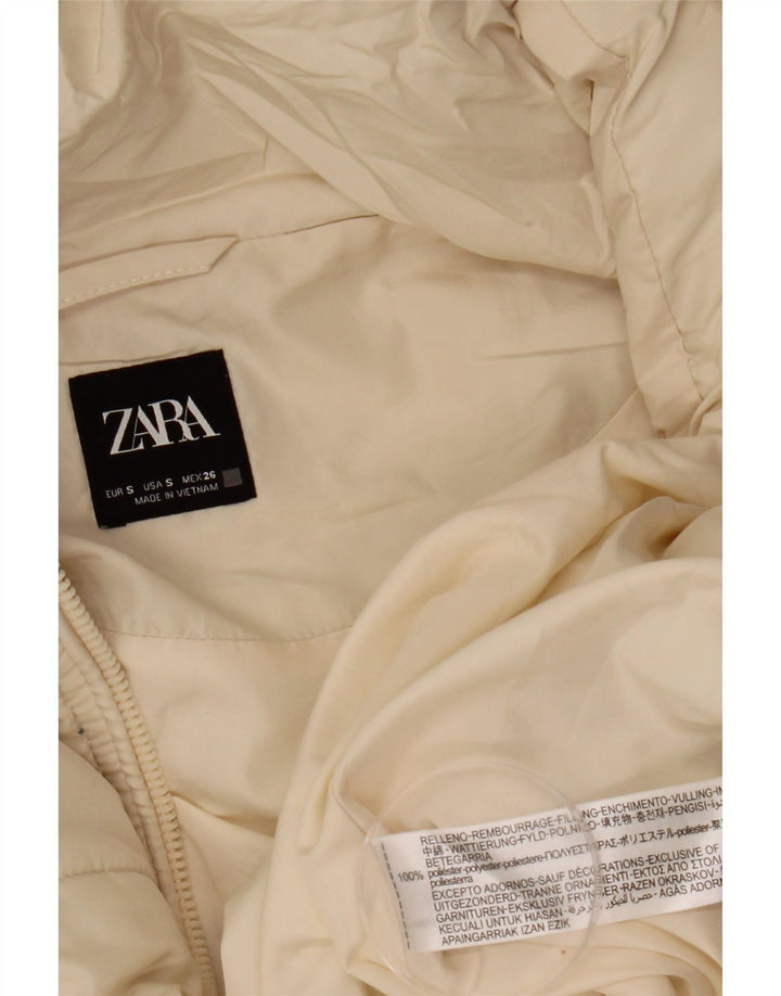 Zara γυναικείο μπουφάν με κουκούλα μεγάλου μεγέθους, 10 μικρό από λευκό πολυεστέρα