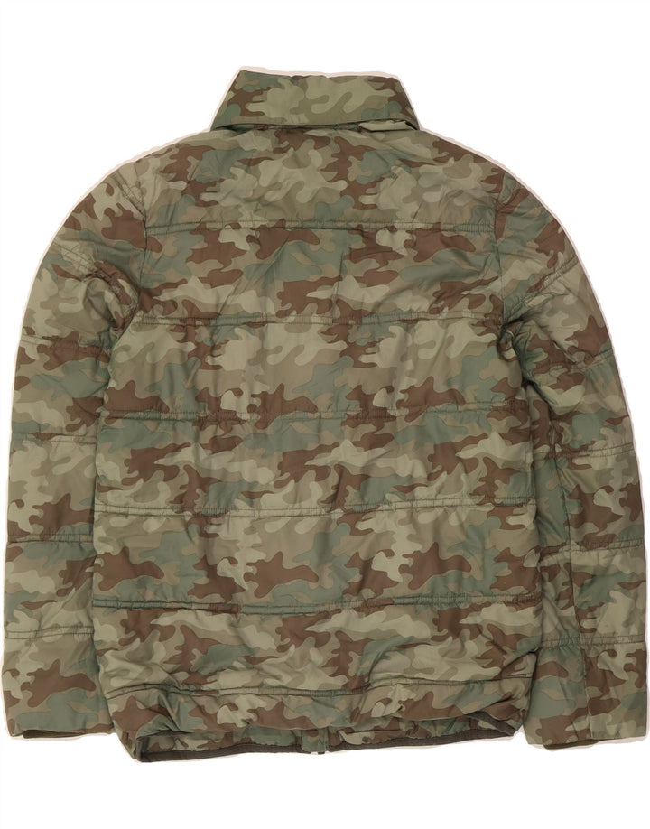 FAT FACE Boys Padded Jacket 12-13 Years Green Camouflage Polyester Vintage Fat Face and Second-Hand Fat Face from Messina Hembry 