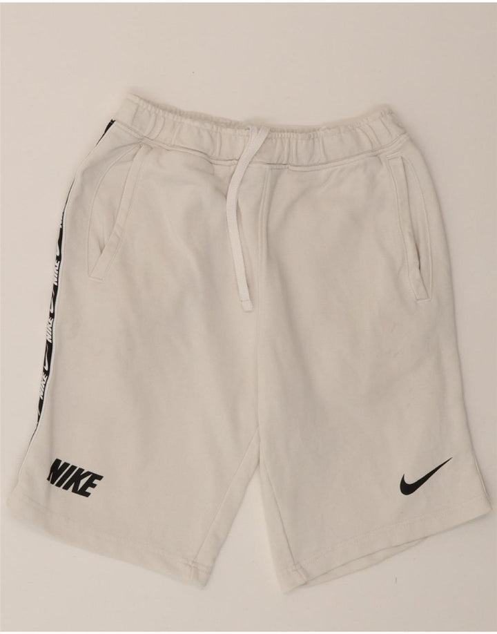 NIKE Mens Graphic Sport Shorts Small White Cotton Vintage Nike and Second-Hand Nike from Messina Hembry 