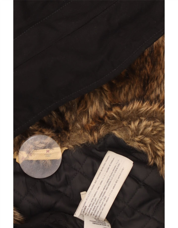 HOLLISTER Γυναικείο μπουφάν Parka με κουκούλα UK 14 Medium Μαύρο Πολυεστέρας