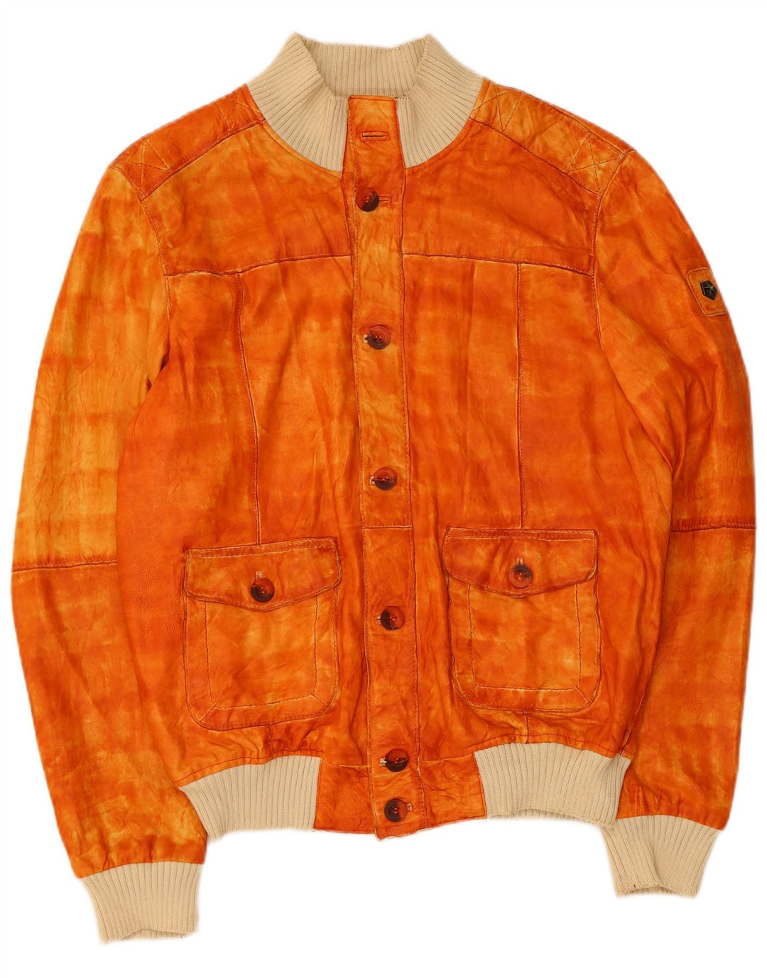 Milestone Ανδρικό Suede Bomber Jacket UK 36 Small Orange Leather
