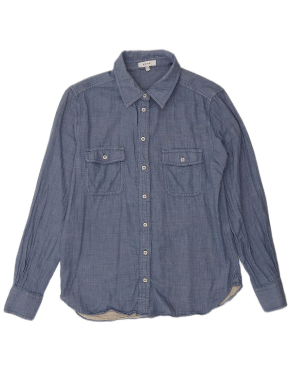 Reiss Womens Loose Fit Shirt UK 6 XS Blue Cotton