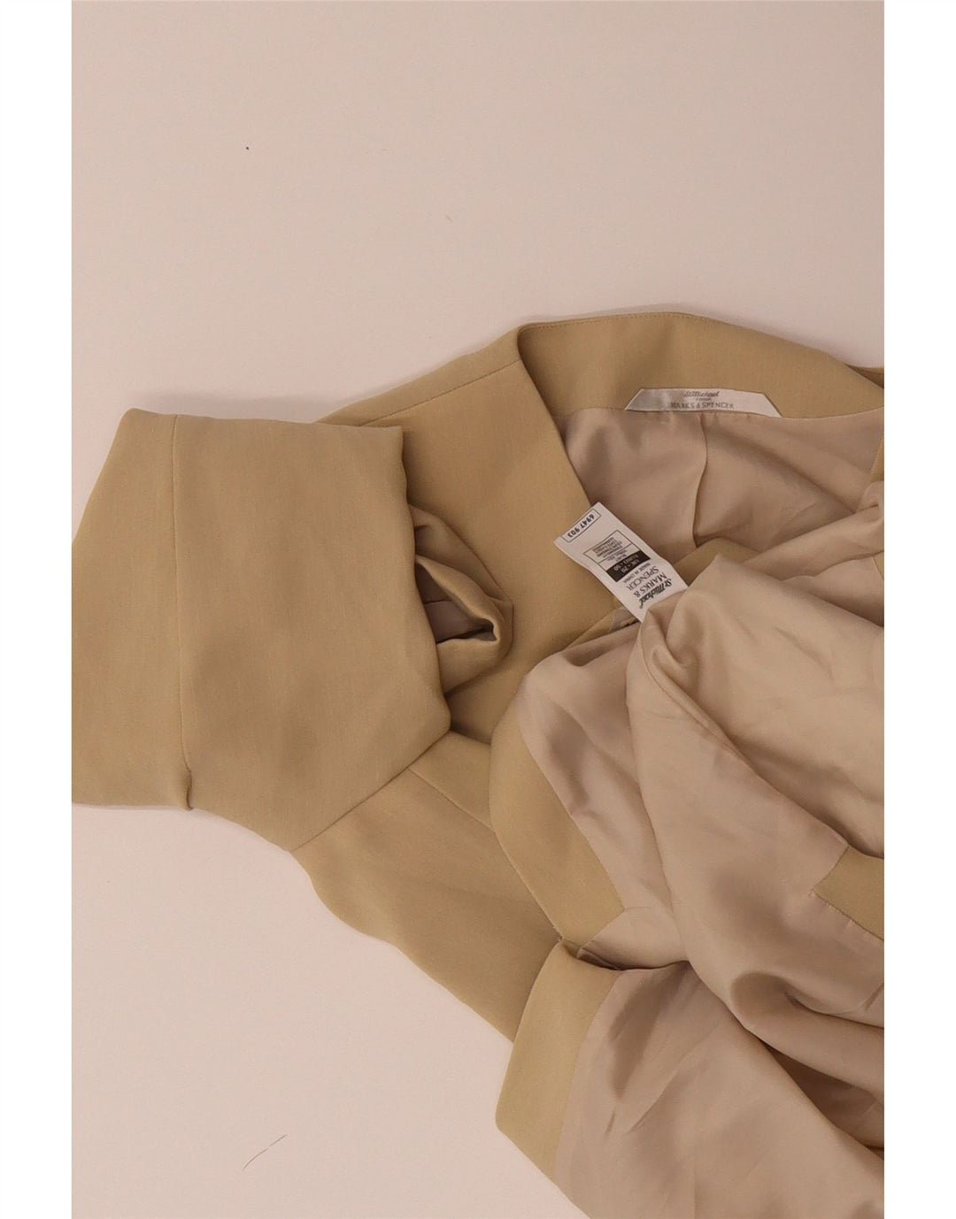 MARKS & SPENCER Womens Overcoat UK 20 2XL Beige Polyester Vintage Marks & Spencer and Second-Hand Marks & Spencer from Messina Hembry 