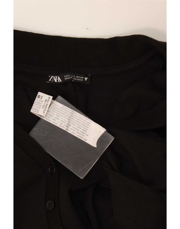 Zara Γυναικεία Playsuit UK 14 Large Black Cotton