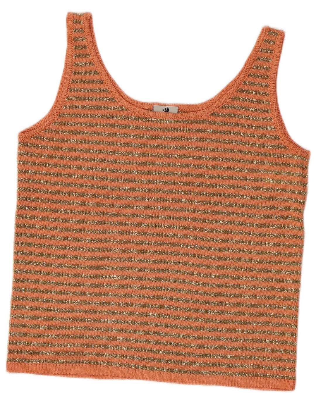 Vintage γυναικείο πλεκτό Cami Top IT 42 Medium πορτοκαλί ριγέ