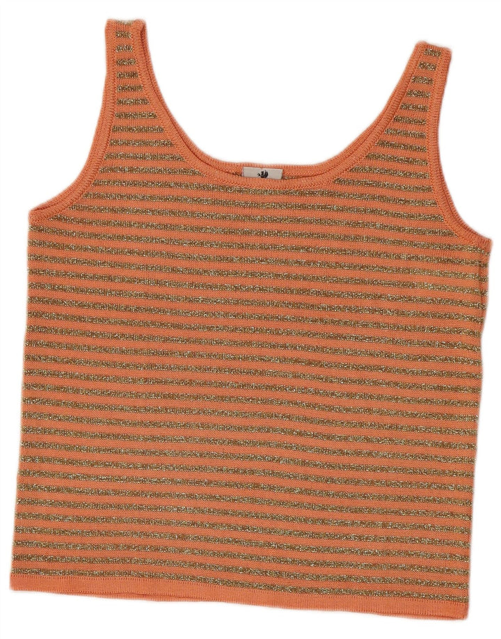Vintage γυναικείο πλεκτό Cami Top IT 42 Medium πορτοκαλί ριγέ