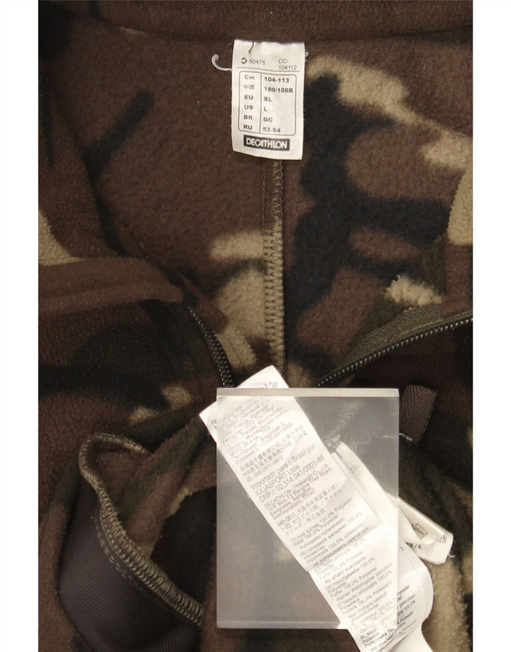 Decathlon Ανδρικό Fleece Jacket UK 40 Large Brown Camouflage Polyester