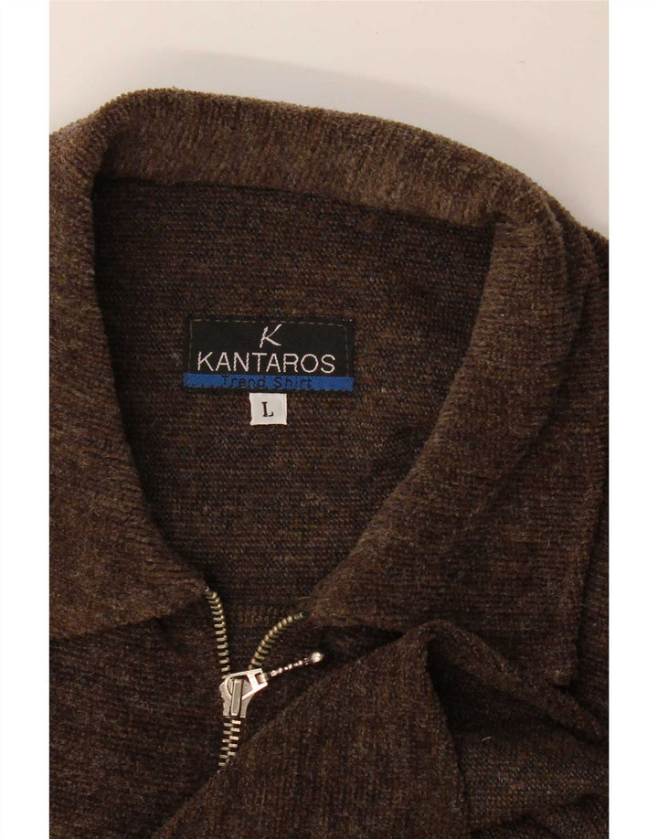 Kantaros Ανδρικό πουκάμισο με φερμουάρ μεγάλο καφέ