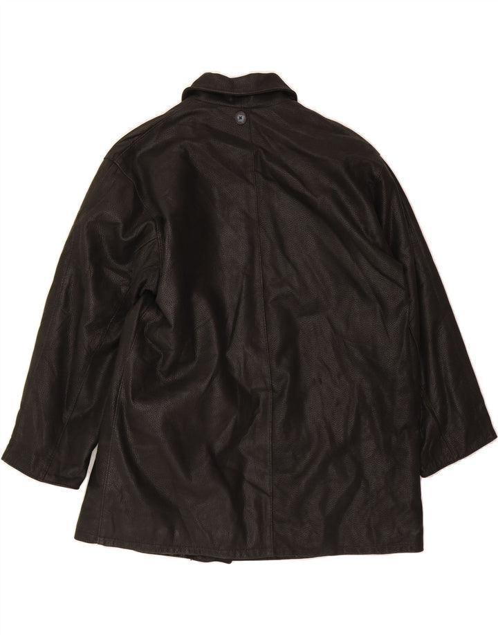 VINTAGE Womens Oversized Leather Coat IT 44 Medium Black Vintage Vintage and Second-Hand Vintage from Messina Hembry 