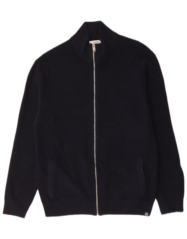 Ανδρικό πουλόβερ με ζακέτα Marks & Spencer XL Navy Blue Polyester