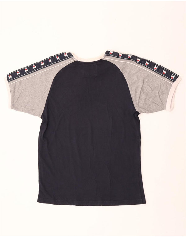 Champion Γυναικεία γραφικά T-Shirt Top UK 18 XL Navy Blue Colorblock