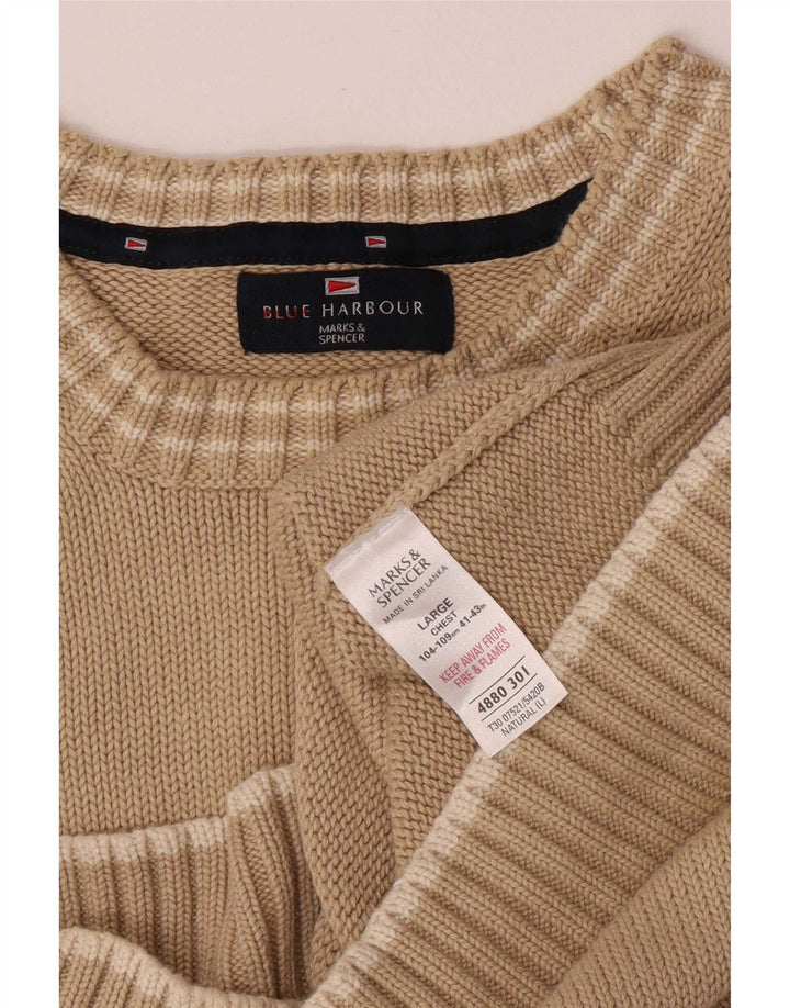 Ανδρικό πουλόβερ Marks & Spencer Blue Harbour Crew Neck Jumper Large Beige