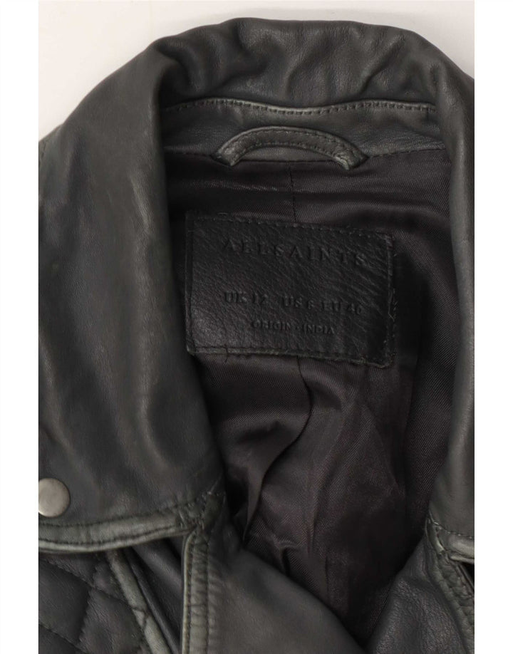 All Saints Γυναικείο Δερμάτινο Μπουφάν Biker UK 12 Medium Grey