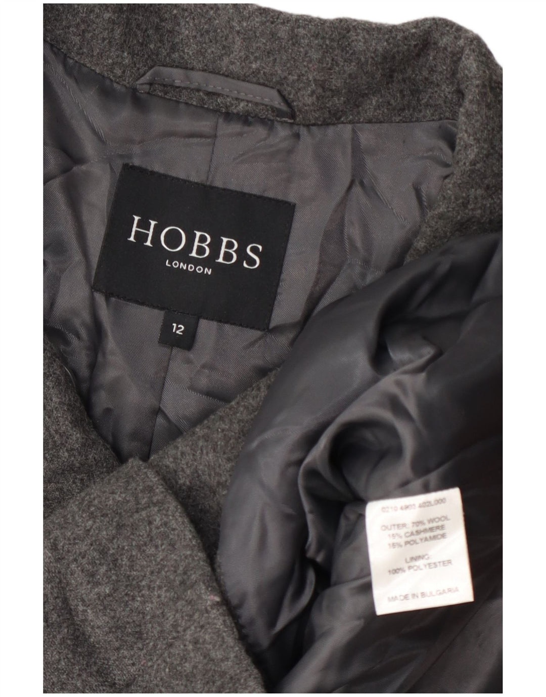 Hobbs Γυναικείο παλτό μπιζελιού UK 12 Μεσαίο γκρι μαλλί