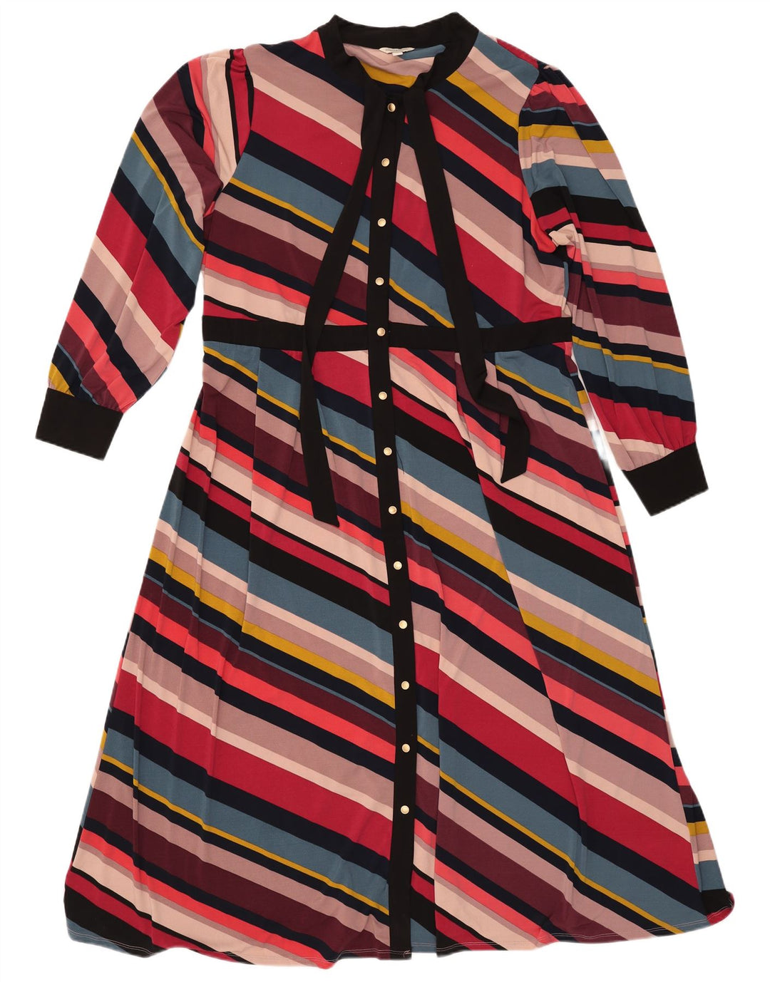 MONSOON Γυναικείο Μάξι Φόρεμα Γραβάτα μπροστά UK 18 XL Πολύχρωμο ριγέ