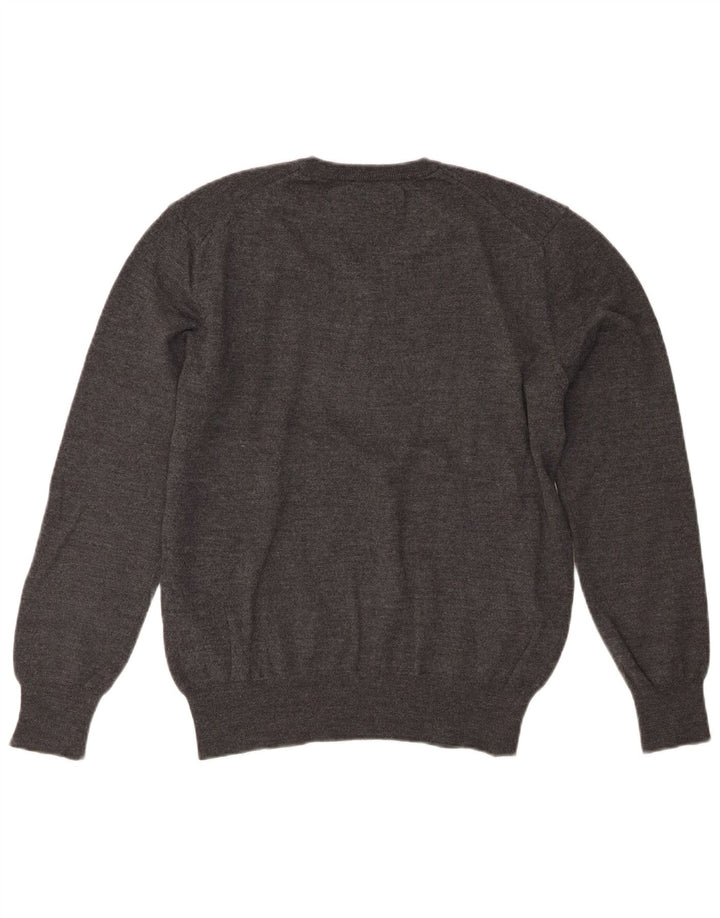 REPLAY Womens V-Neck Jumper Sweater UK 16 Large Grey Wool