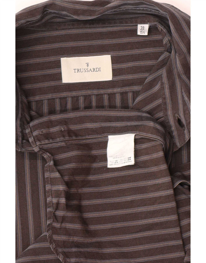 Ανδρικό πουκάμισο Trussardi μέγεθος 39 15 1/2 Μεσαίο γκρι ριγέ βαμβακερό