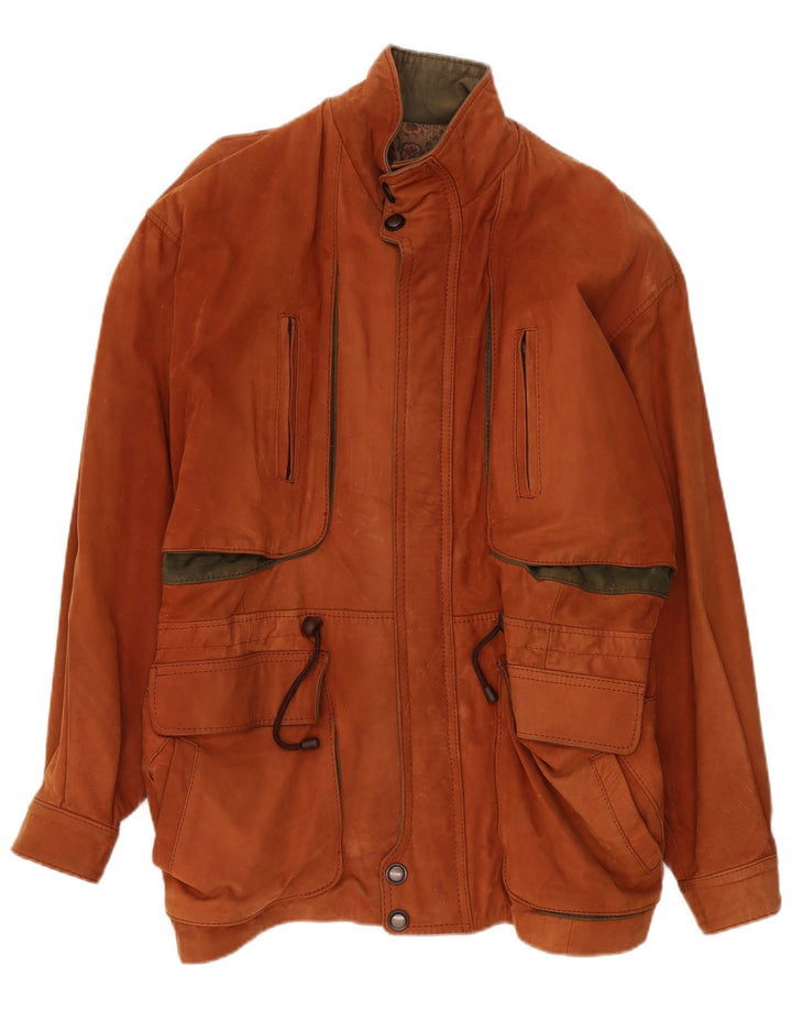 Vintage Ανδρικό Δερμάτινο Μπουφάν UK 42 XL Καφέ Colourblock