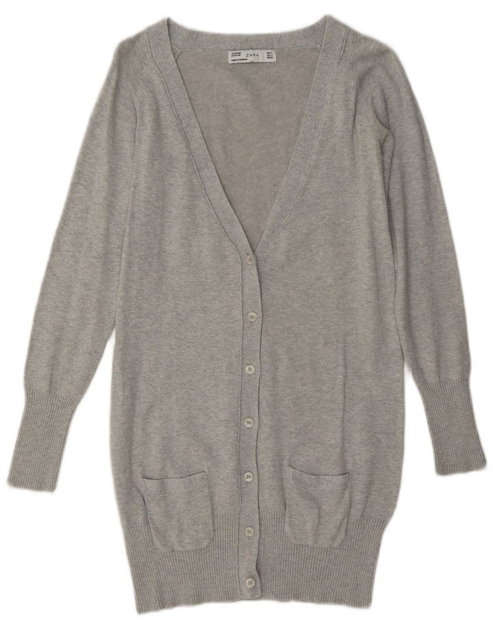 Zara Γυναικεία Ζακέτα UK 10 Small Grey Cotton