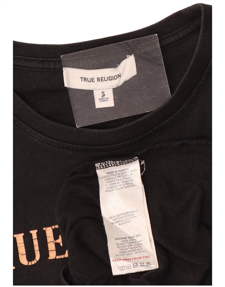 True Religion Ανδρικό γραφικό T-Shirt Top Μικρό μαύρο βαμβακερό