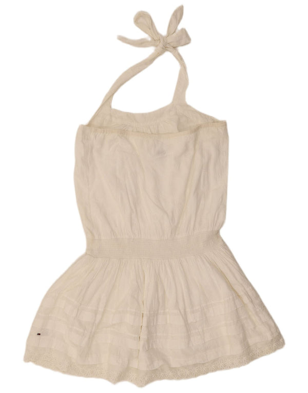 Tommy Hilfiger Γυναικείο Mini Halter Φόρεμα UK 12 Μέτριο λευκό φλοράλ βαμβακερό