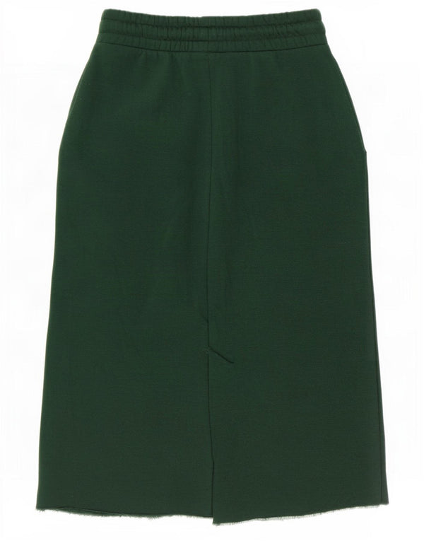 Zara Womens Midi Skirt Small W26 Green Cotton