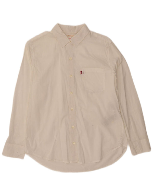 LEVI'S Womens Boyfriend Fit Shirt UK 10 Small White Cotton