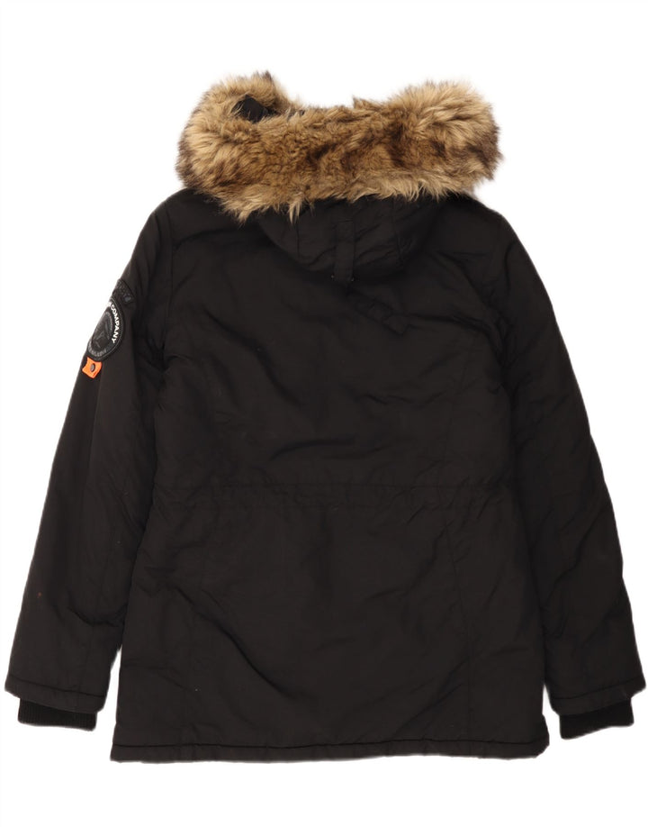 Superdry γυναικείο μπουφάν Parka με κουκούλα UK 12 Medium Black Nylon