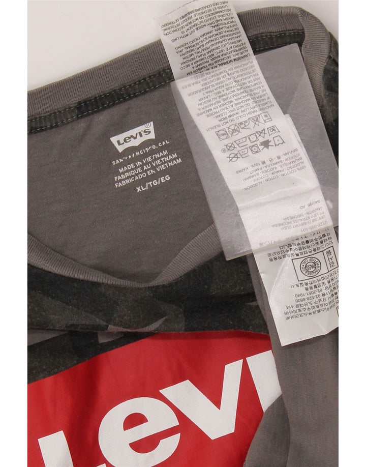 Ανδρικό γραφικό T-Shirt LEVI'S Top XL Γκρι βαμβακερό καμουφλάζ